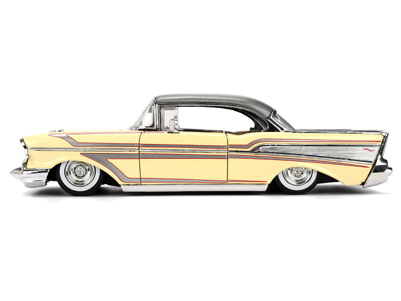 1957 Chevrolet Bel Air Cream with Graphics and Gray Metallic Top