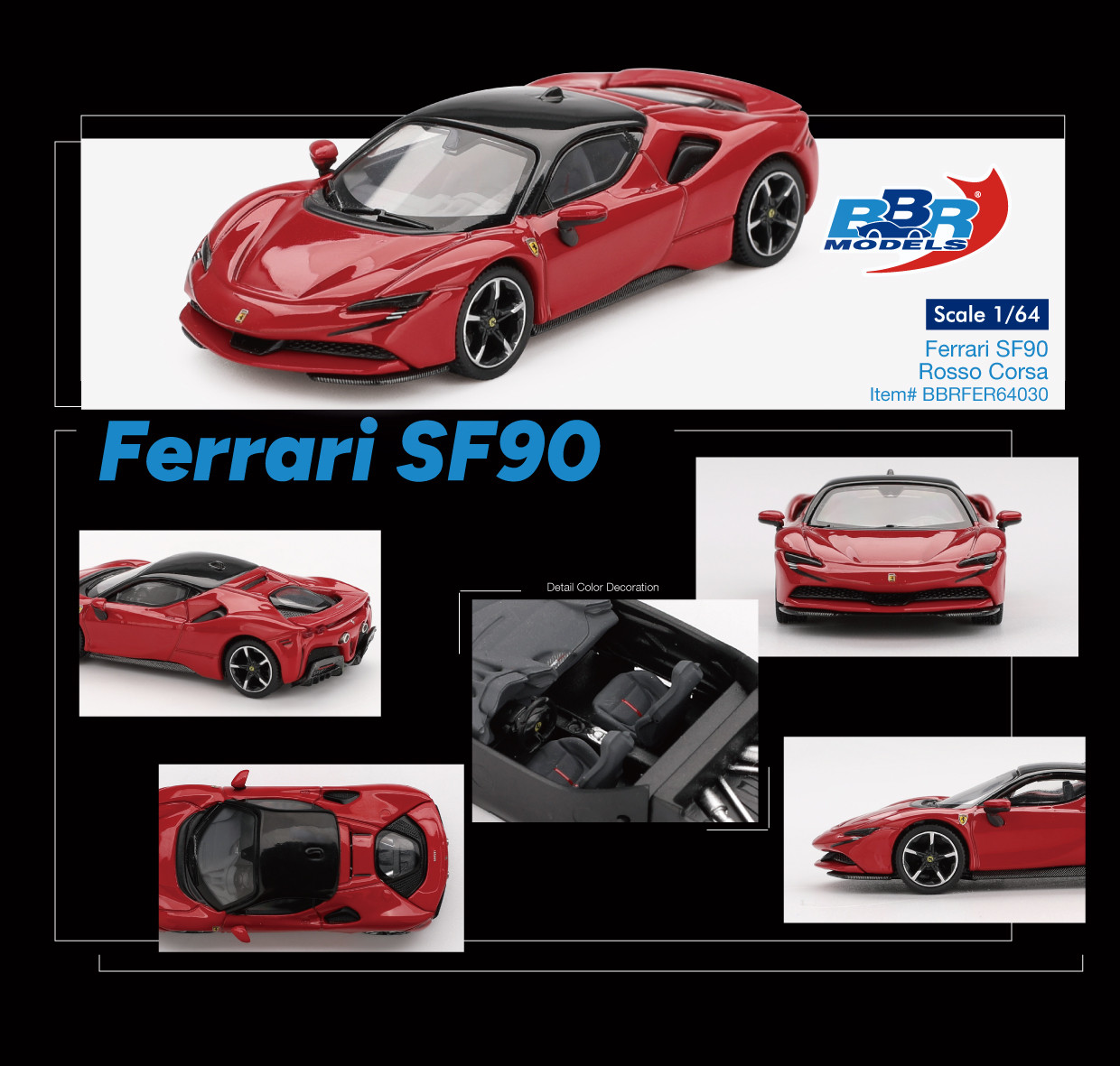 1/64 BBR Ferrari SF90 (Rosso Corsa Red) Car Model - LIVECARMODEL.com