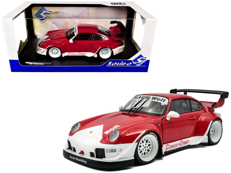 1/18 Solido Porsche 911 997 RWB Porco Rosso Red Diecast Car Model