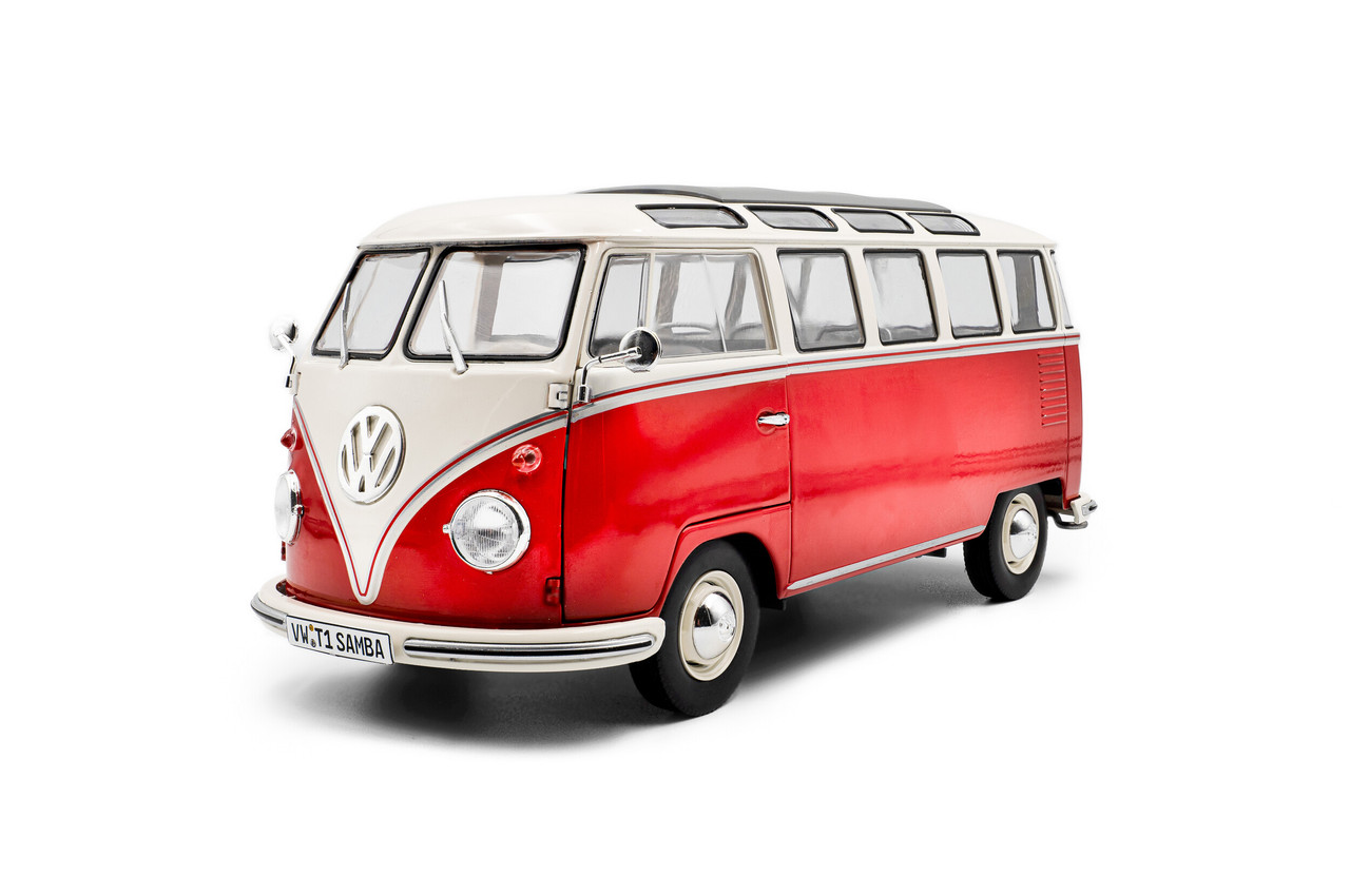 ファルコン② 1/18 Solido 1962 Volkswagen T1 Samba Bus (Red) Diecast Car Model