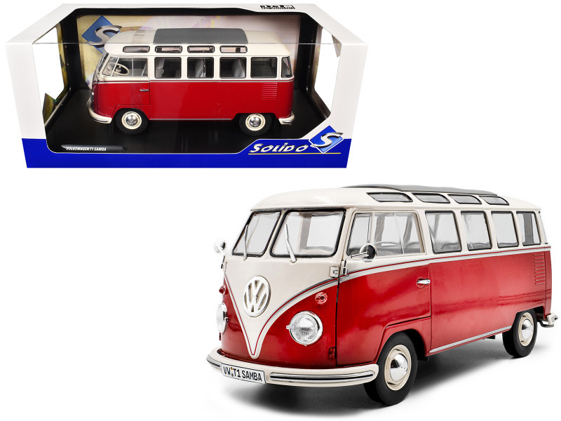 1/18 Solido 1962 Volkswagen T1 Samba Bus (Red) Diecast Car Model