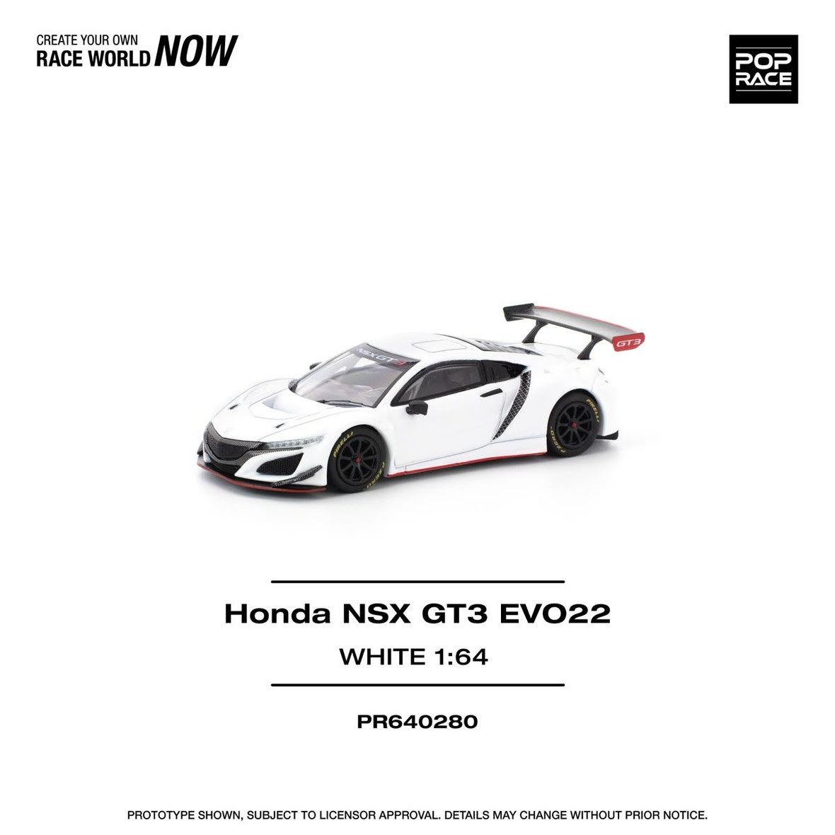1/64 Poprace Top Honda NSX GT3 EVO22 (White) Diecast Car Model