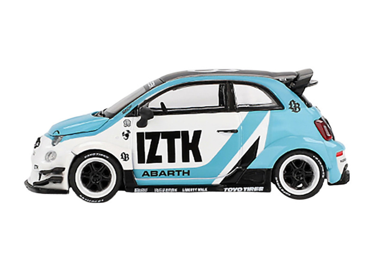 1/64 Mini GT Fiat Abarth 595 LB-WORKS x Abas Works IZTK (Blue & White) Diecast Car Model