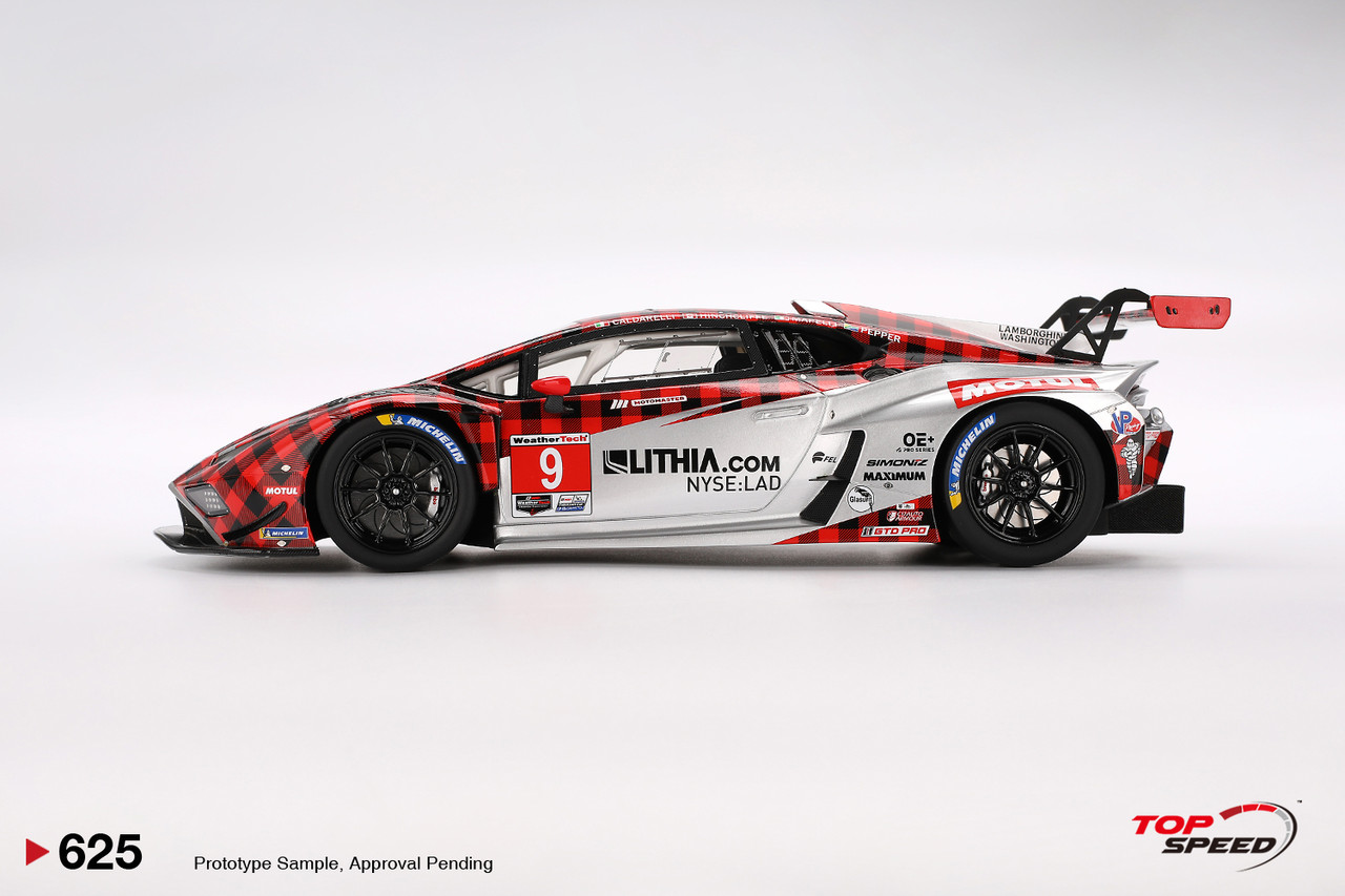 1/18 Top Speed 2025 Lamborghini Huracan GT3 EVO2 #9 Pfaff Motorsports 2025 IMSA DAYTONA 24 Hrs Car Model
