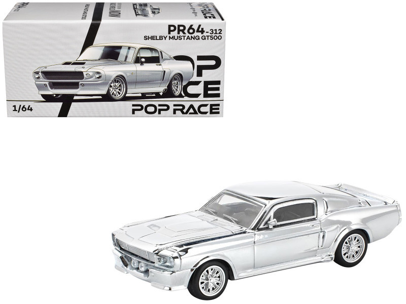 1/64 Poprace 1967 Shelby Mustang GT500 (Silver Chrome) Diecast Car Model