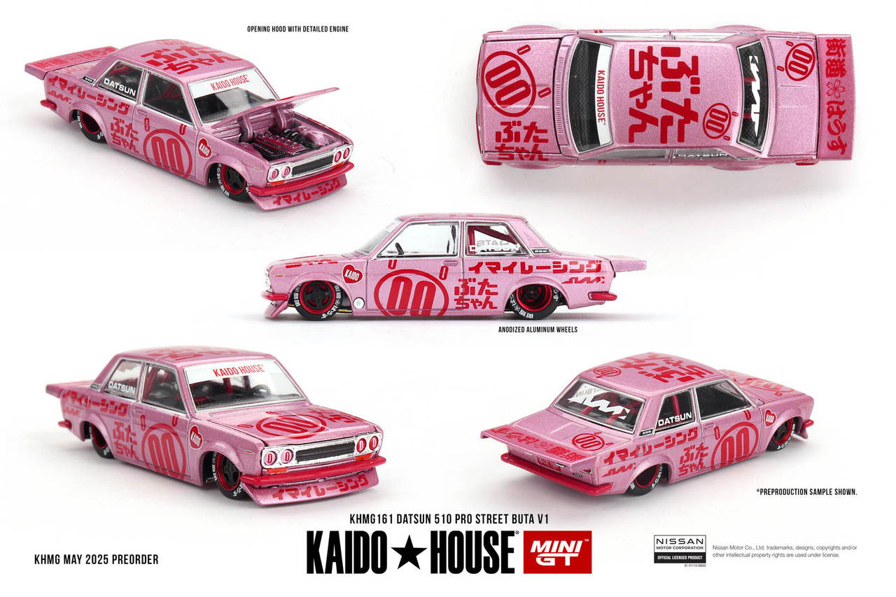 1/64 Kaido House Datsun 510 Pro Street Buta V1 (Pink) Diecast Car