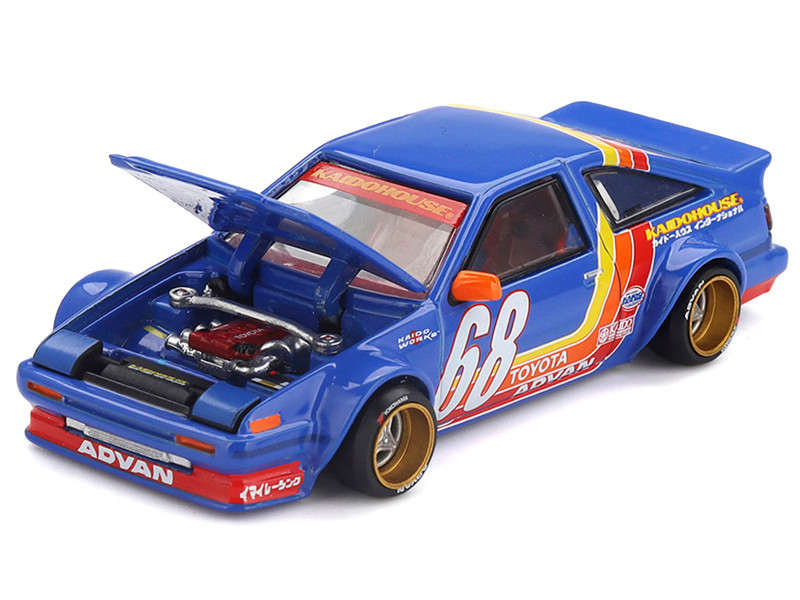 1/64 Kaido House Toyota AE86 Sprinter Trueno Kaido Racing V1 #68 (Blue) Diecast Car Model