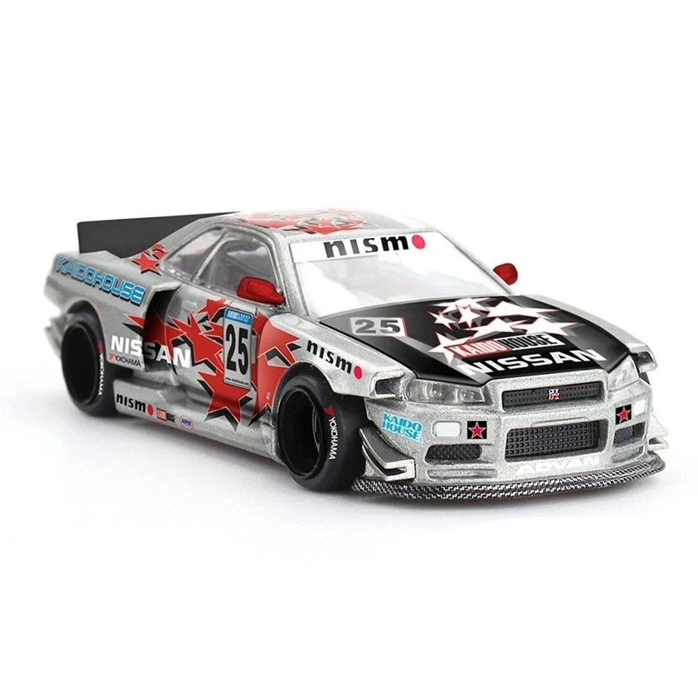 1/64 Kaido House Nissan Skyline GT-R (R34) Kaido Star Racing V1 #25 (Silver) Diecast Car Model