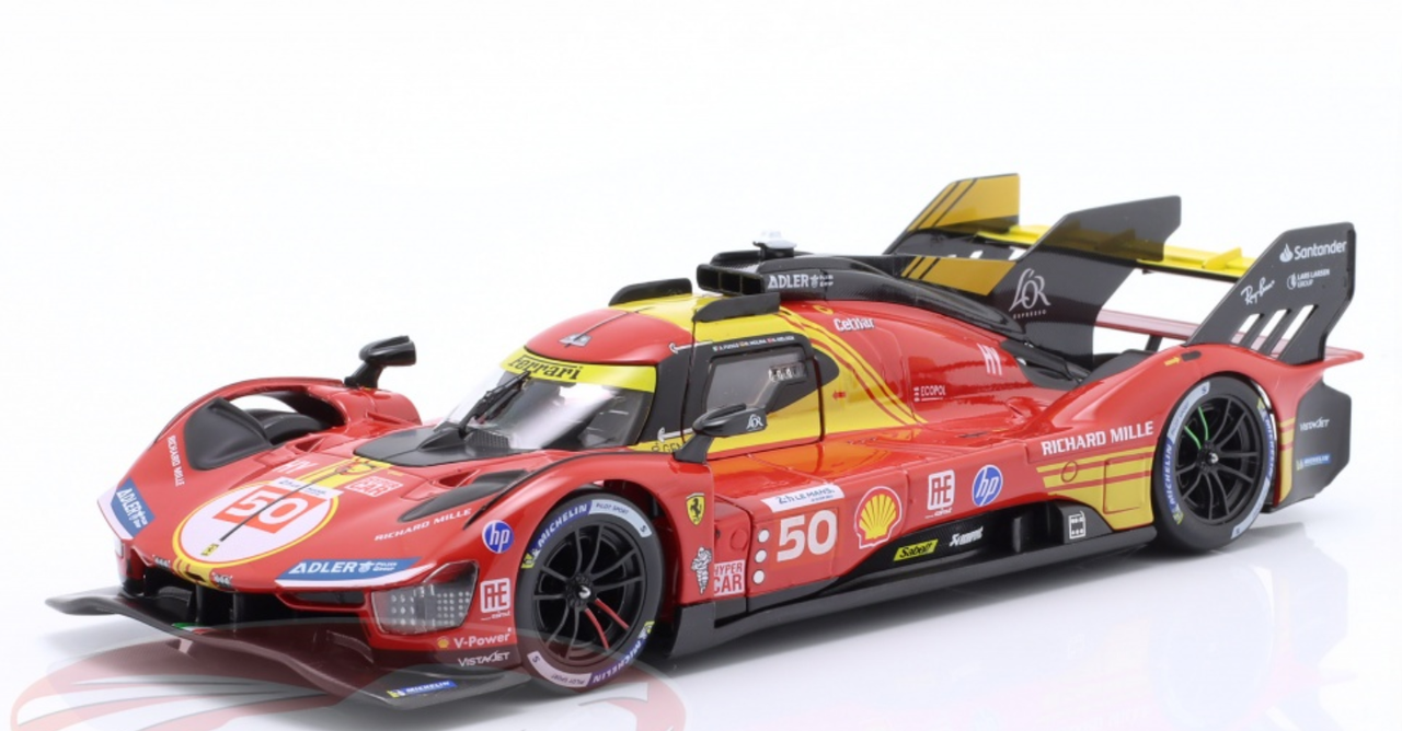 1/24 BBurago 2024 Ferrari 499P #50 Winner 24h LeMans Ferrari - AF Corse Antonio Fuoco, Miguel Molina, Nicklas Nielsen Diecast Car Model