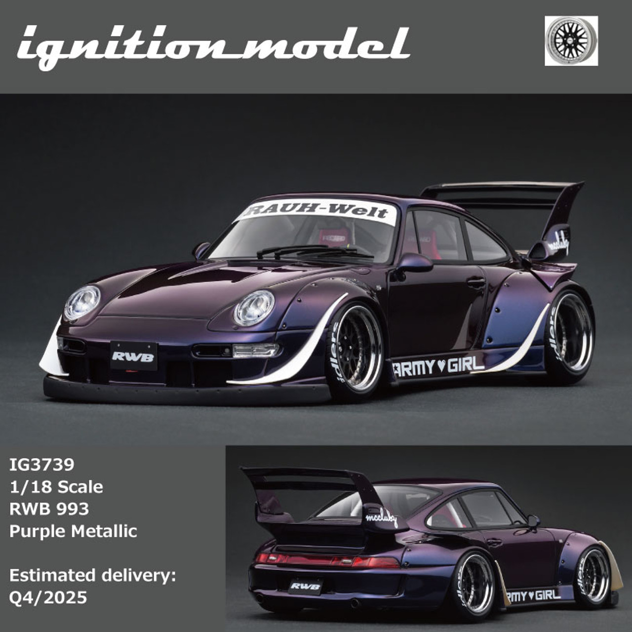 ミニカー ignition model 1:18 RWB purple 1/18 IG Ignition Model Porsche 911 RWB 993 (Purple Metallic