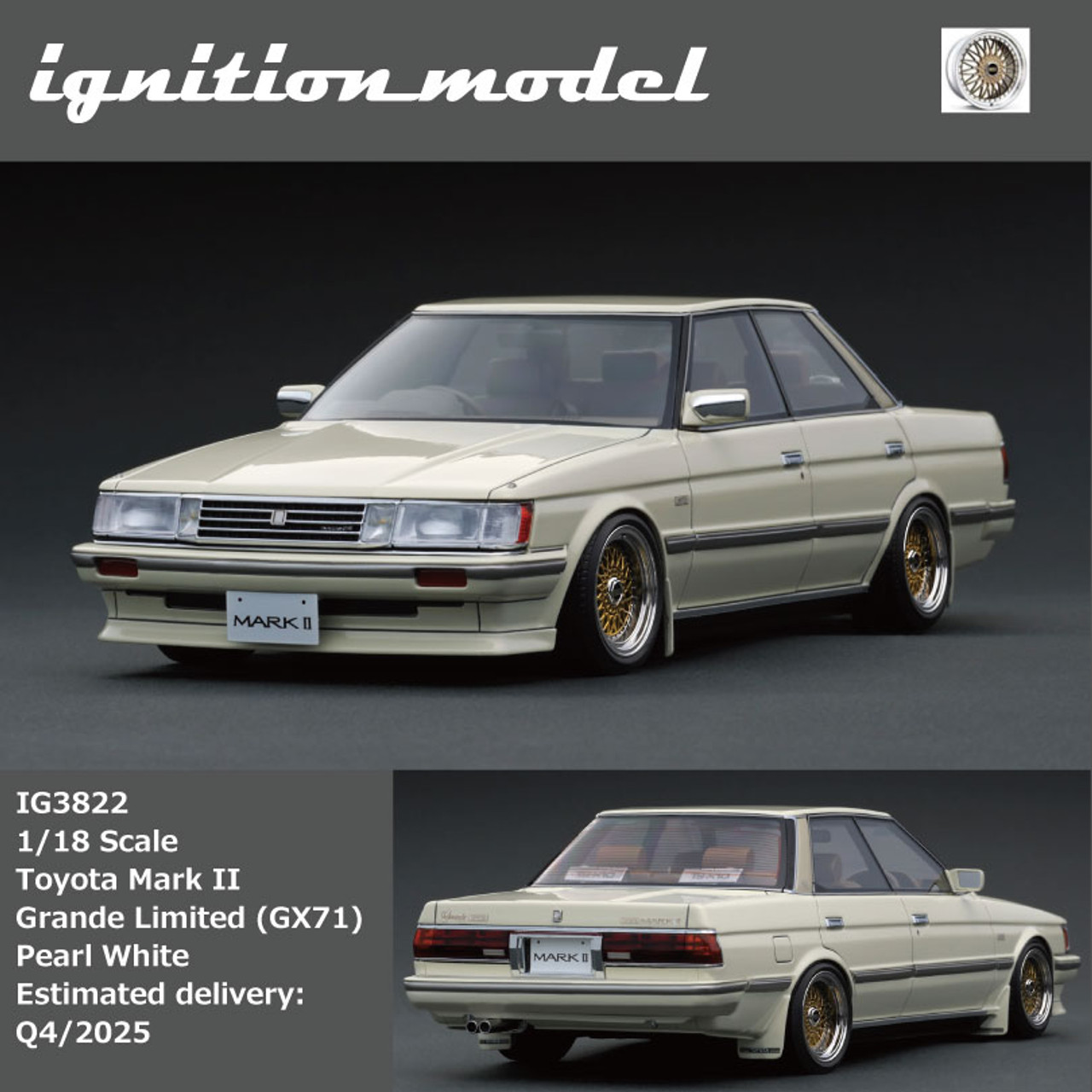 イグニッションモデル　Toyota Mark II Grande (GX71) 1/18 IG Ignition Model Toyota Mark II Grande Limited (GX71