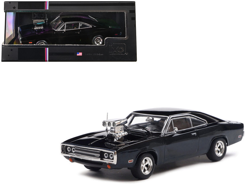 1970 Dodge Charger with Blown Engine Black 1/43 Diecast Model by