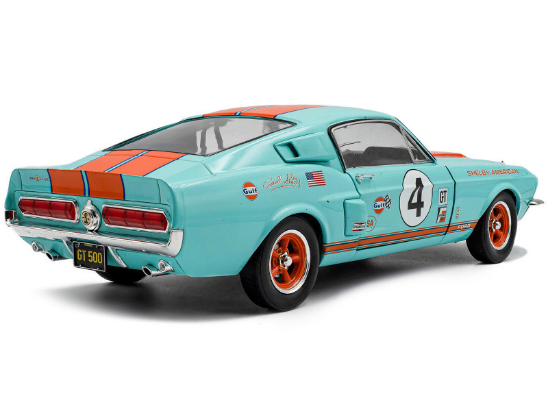 1/18 Solido 1967 Ford Mustang Shelby GT500 Racing Tribute #4 (Blue & Orange) Diecast Car Model