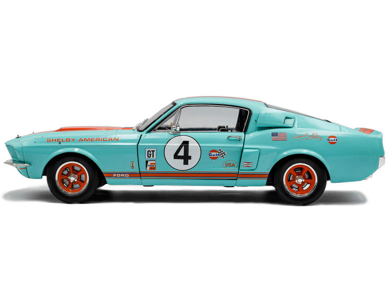 1/18 Solido 1967 Ford Mustang Shelby GT500 Racing Tribute #4 (Blue & Orange) Diecast Car Model
