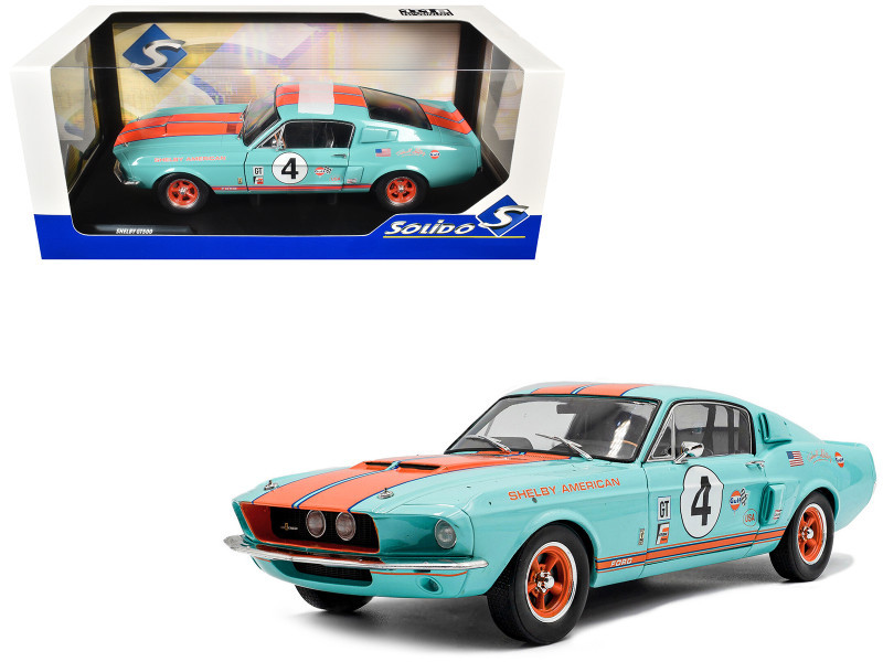 1/18 Solido 1967 Ford Mustang Shelby GT500 Racing Tribute #4 (Blue & Orange) Diecast Car Model