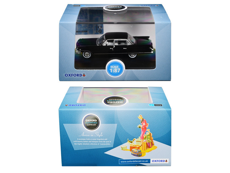 1961 Cadillac Sedan DeVille Ebony Black with White Interior 1/87 (HO) Scale Diecast Model Car by Oxford Diecast