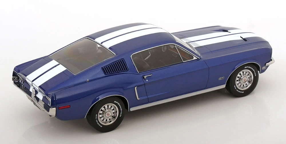 1/18 KK-Scale 1968 Ford Mustang GT Fastback (Blue with White