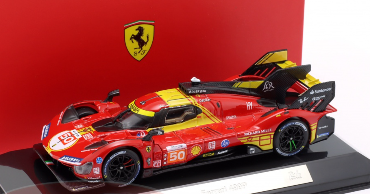 1/43 BBurago 2024 Ferrari 499P #50 winner 24h LeMans Ferrari - AF Corse Antonio Fuoco, Miguel Molina, Nicklas Nielsen Car Model