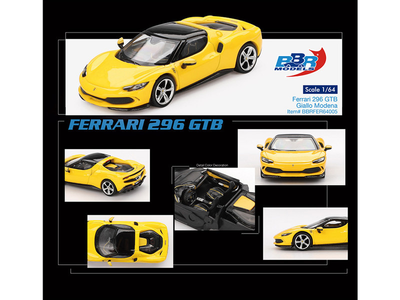 1/64 BBR Ferrari 296 GTB (Giallo Modena Yellow) Diecast Car Model