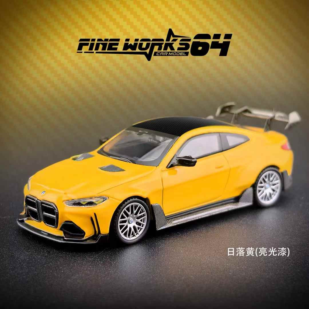 1/64 Fine Works64 BMW M4 G82 ADRO Body Kit (Yellow) Diecast Car