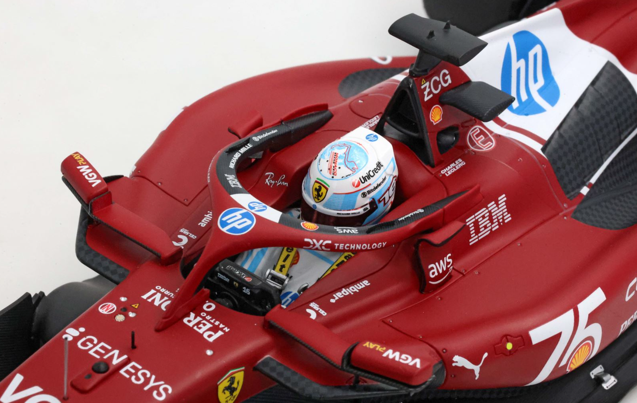 1/18 BBR 2025 Formula 1 Ferrari SF25 Monaco GP 2nd Place #16 Charles Leclerc Shell 75 Years Livery Car Model Standard Package