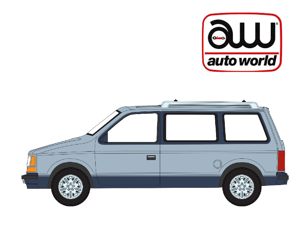 ハマー 1/64 Auto World 1987 Plymouth Voyager Mini Van (Blue Poly) Diecast