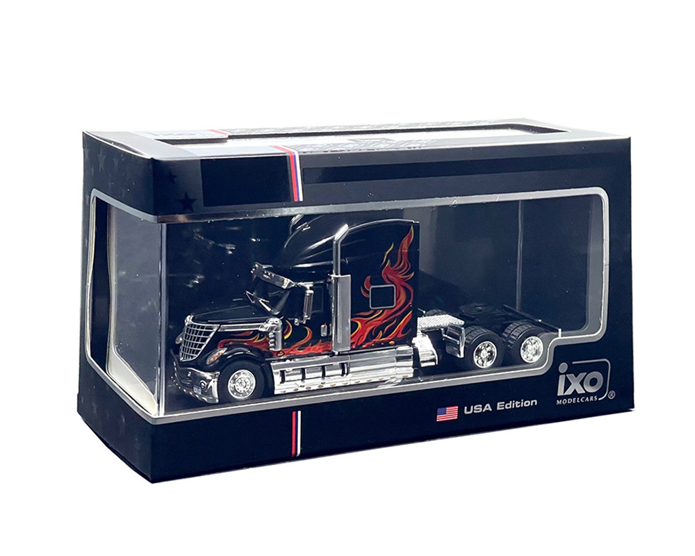 1/64 Ixo 2010 International Lonestar (Black with Flames) Diecast Car Model