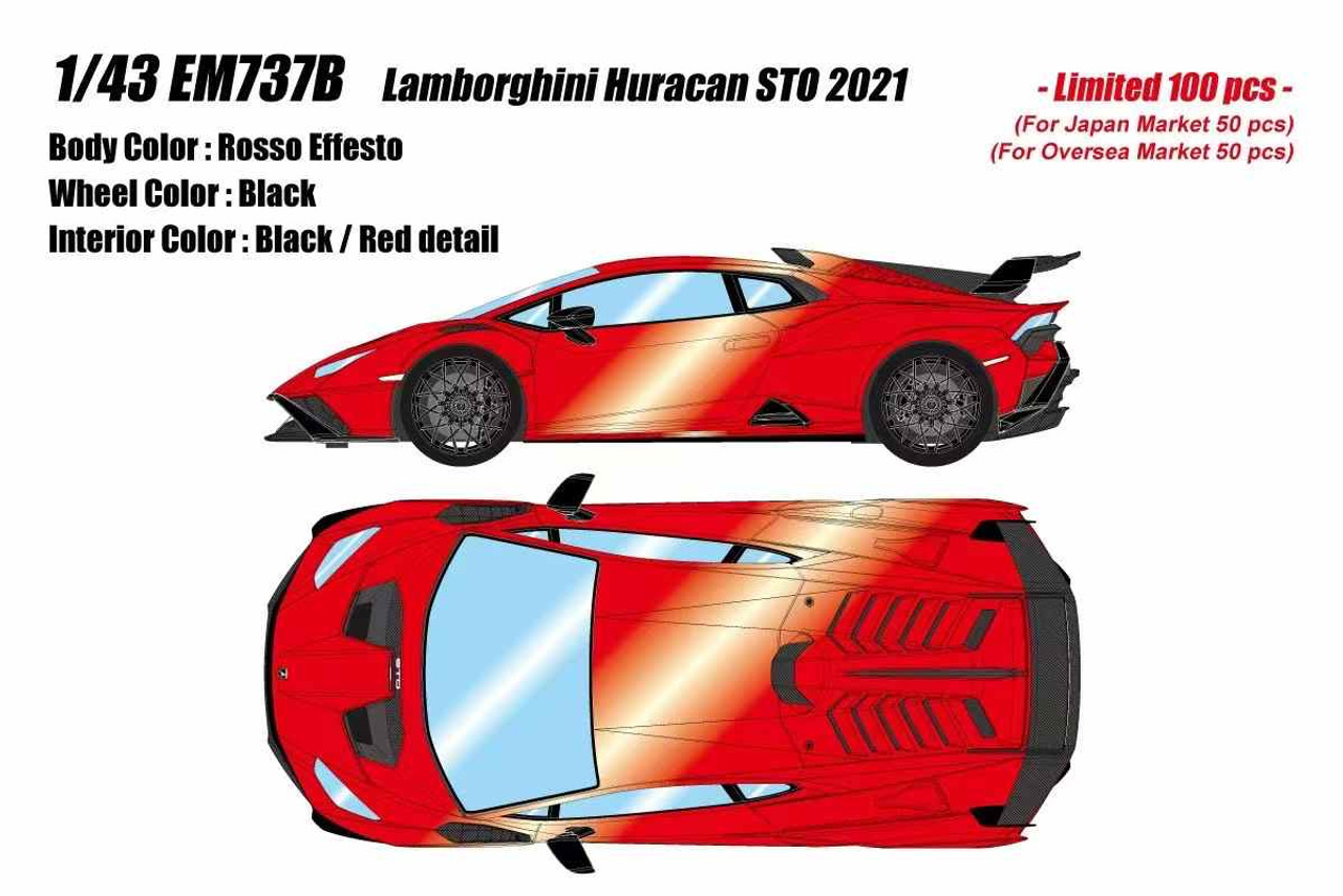 1/43 Makeup 2021 Lamborghini Huracan STO (Rosso Effesto Red) Car Model