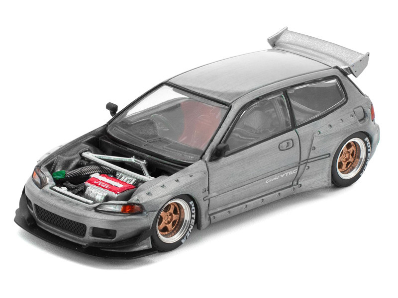 1/64 Poprace Honda Pandem Civic EG6 V1.5 (Raw Metal Silver