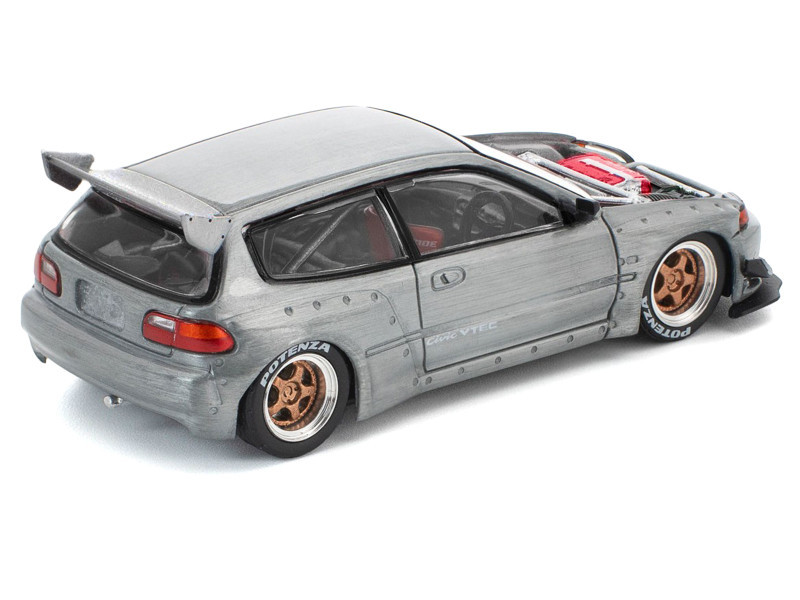 1/64 Poprace Honda Pandem Civic EG6 V1.5 (Raw Metal Silver