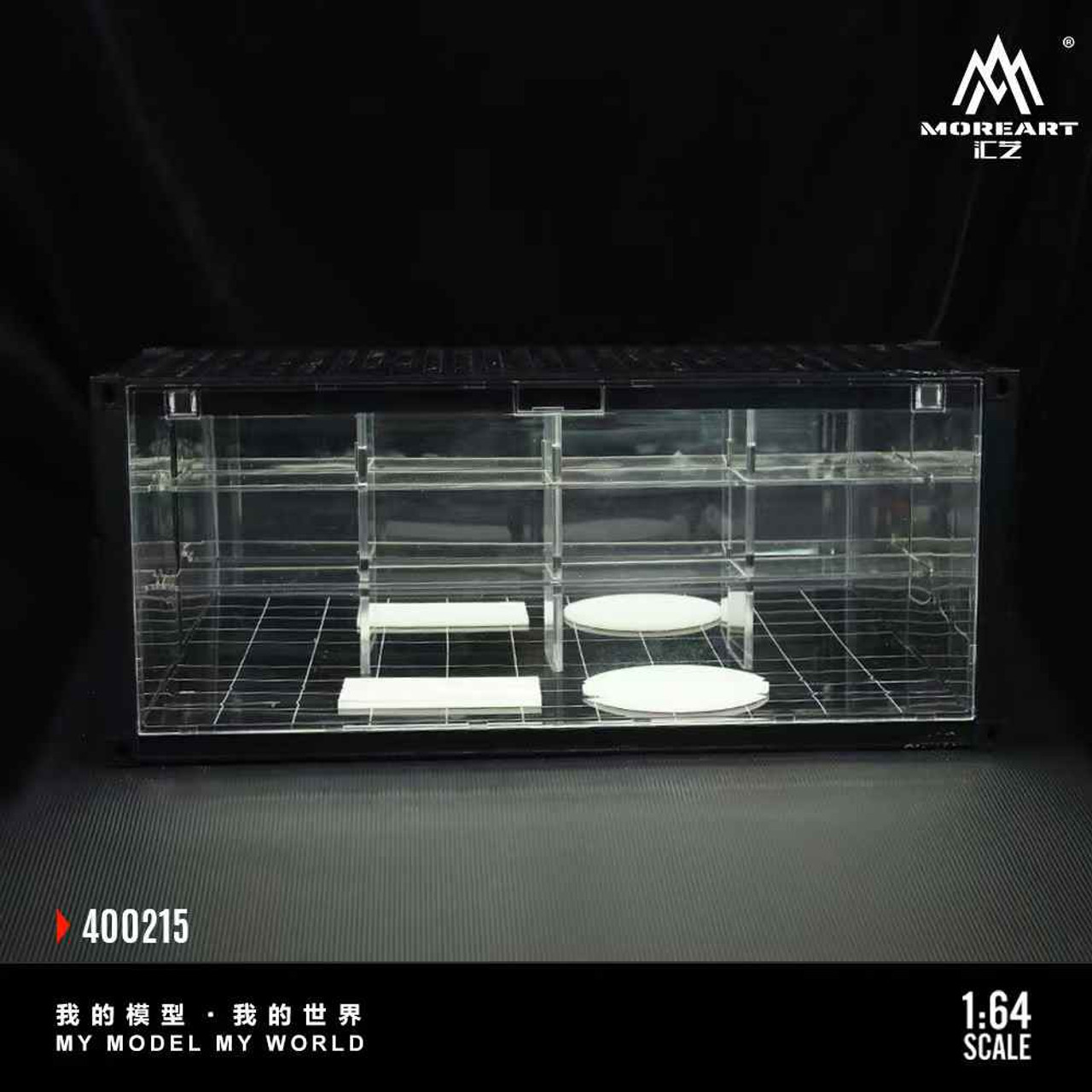 MoreArt Container Display Showcase with Mirror & LED Lights