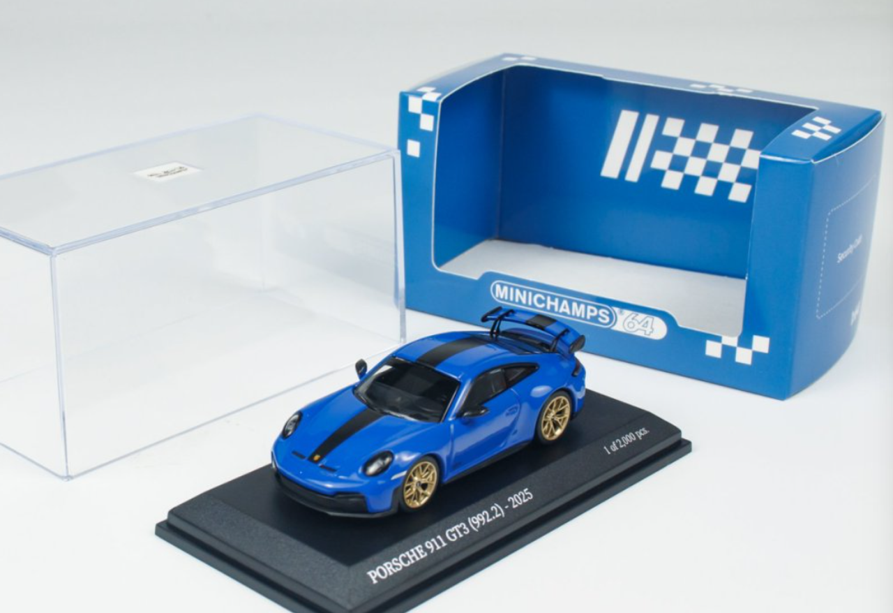 1/64 Minichamps 2025 Porsche 911 (992.2) GT3 Weissach Package (Blue) Car Model