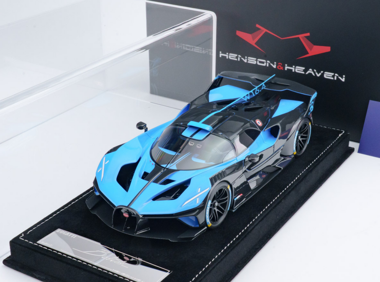1/18 HH Model Bugatti Bolide (France Blue & Carbon Black) Car Model