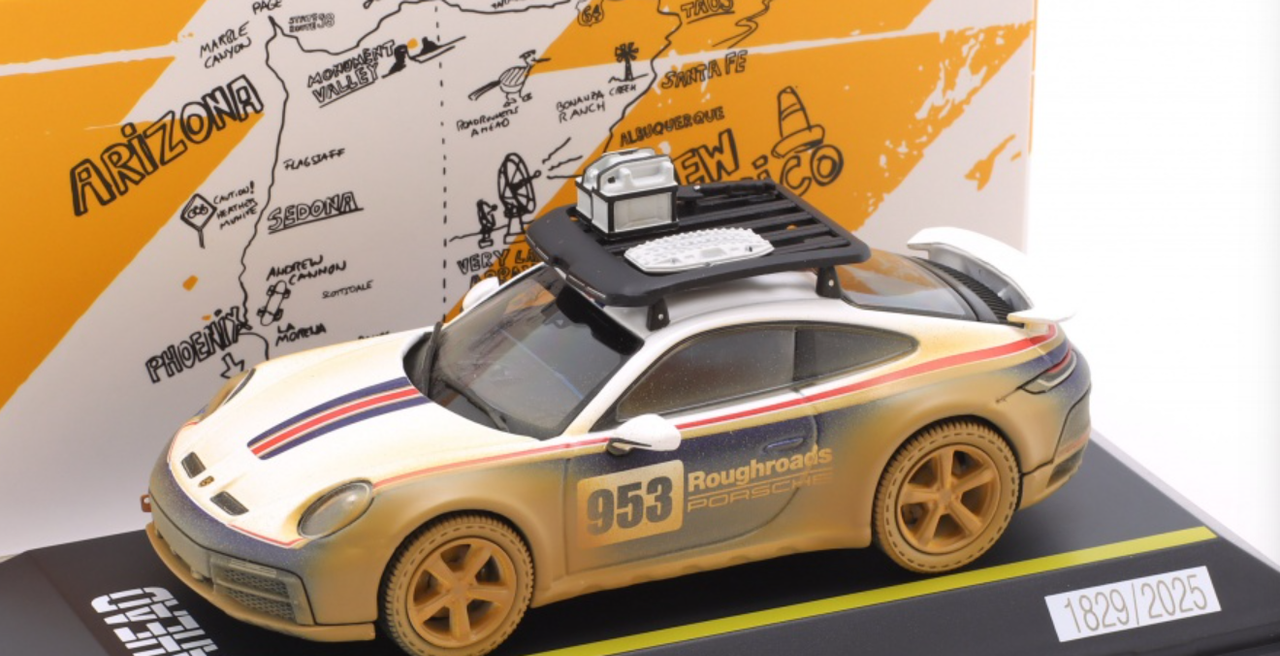 1/43 Dealer Edition Porsche 911 (992) Dakar AHEAD #953 Roughroads Rallye Design Paket Car Model 1/43 Dealer Edition Porsche 911 (992) Dakar AHEAD #953 Roughroads Rallye Design Paket Car Model
