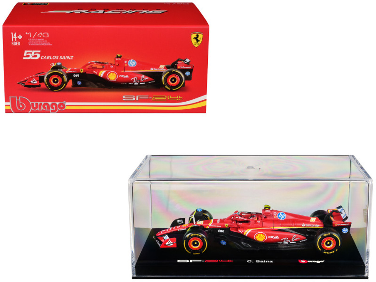 1/43 BBurago 2024 Formula 1 Carlos Sainz jr. Ferrari SF-24 #55 5th Miami GP Car Model
