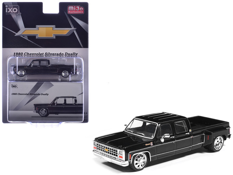 1/64 Ixo 1980 Chevrolet Silverado C30 Crew Cab Dually Lowered (Black) Diecast Car Model