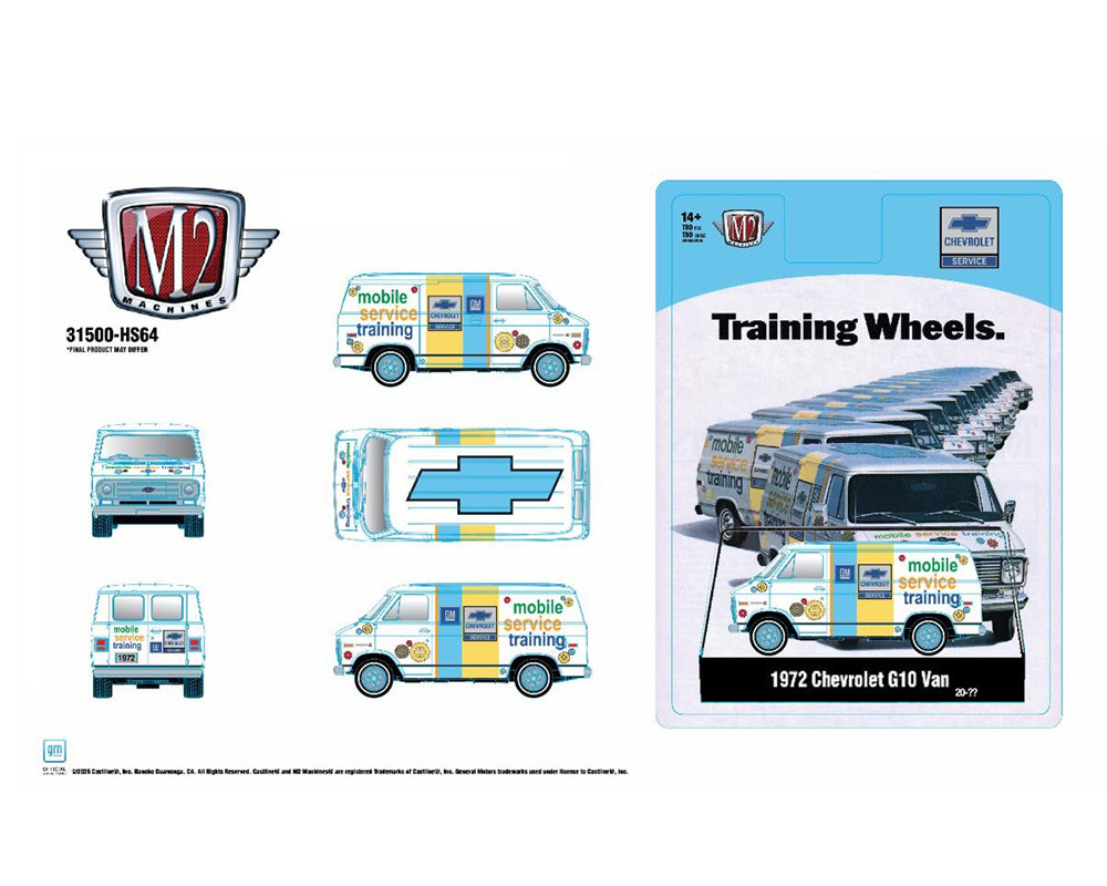 1/64 M2 Machines 1972 Chevrolet G10 Van ”Training Wheels” Diecast