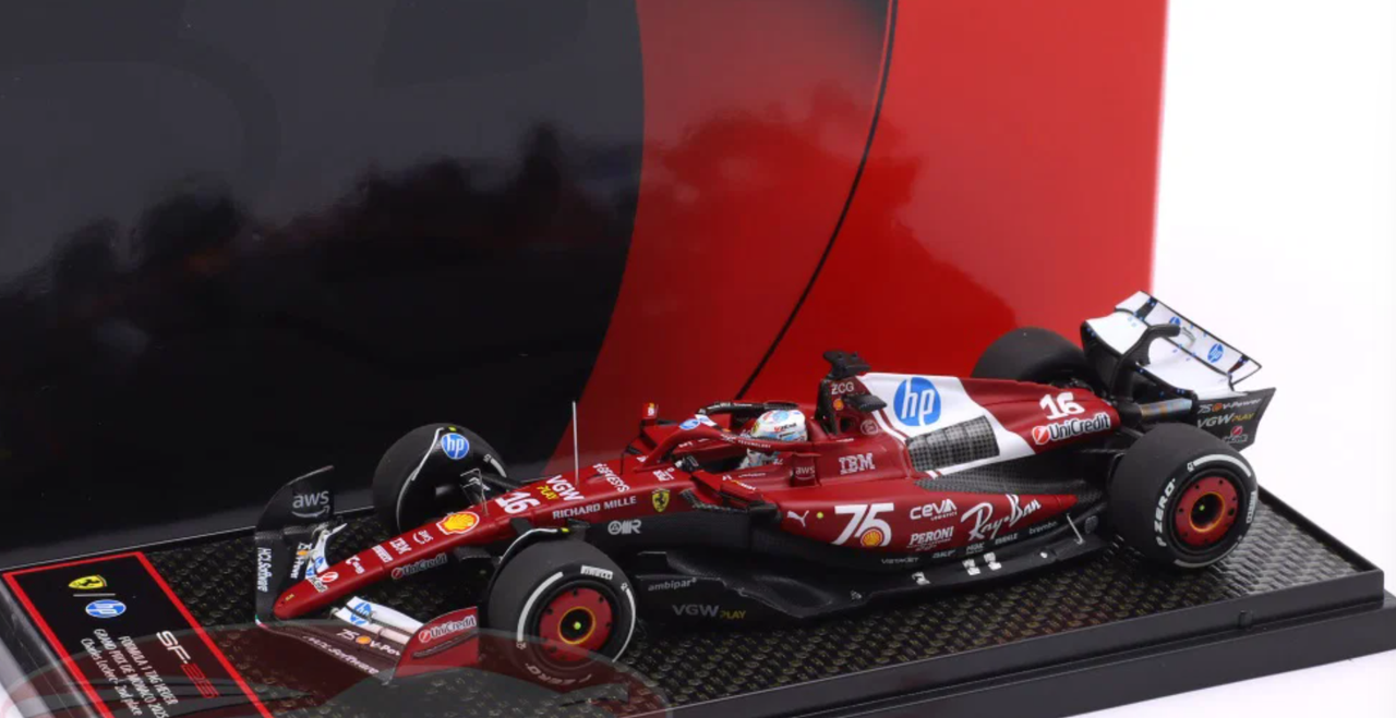 1/43 BBR 2025 Formula 1 Ferrari SF-25 Monaco GP 2nd Place #16 Charles Leclerc Car Model with Driver Figure