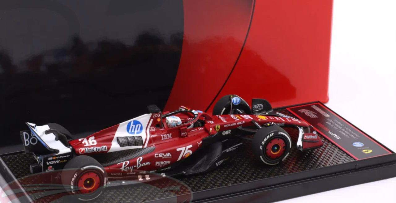 1/43 BBR 2025 Formula 1 Ferrari SF-25 Monaco GP 2nd Place #16 Charles Leclerc Car Model with Driver Figure