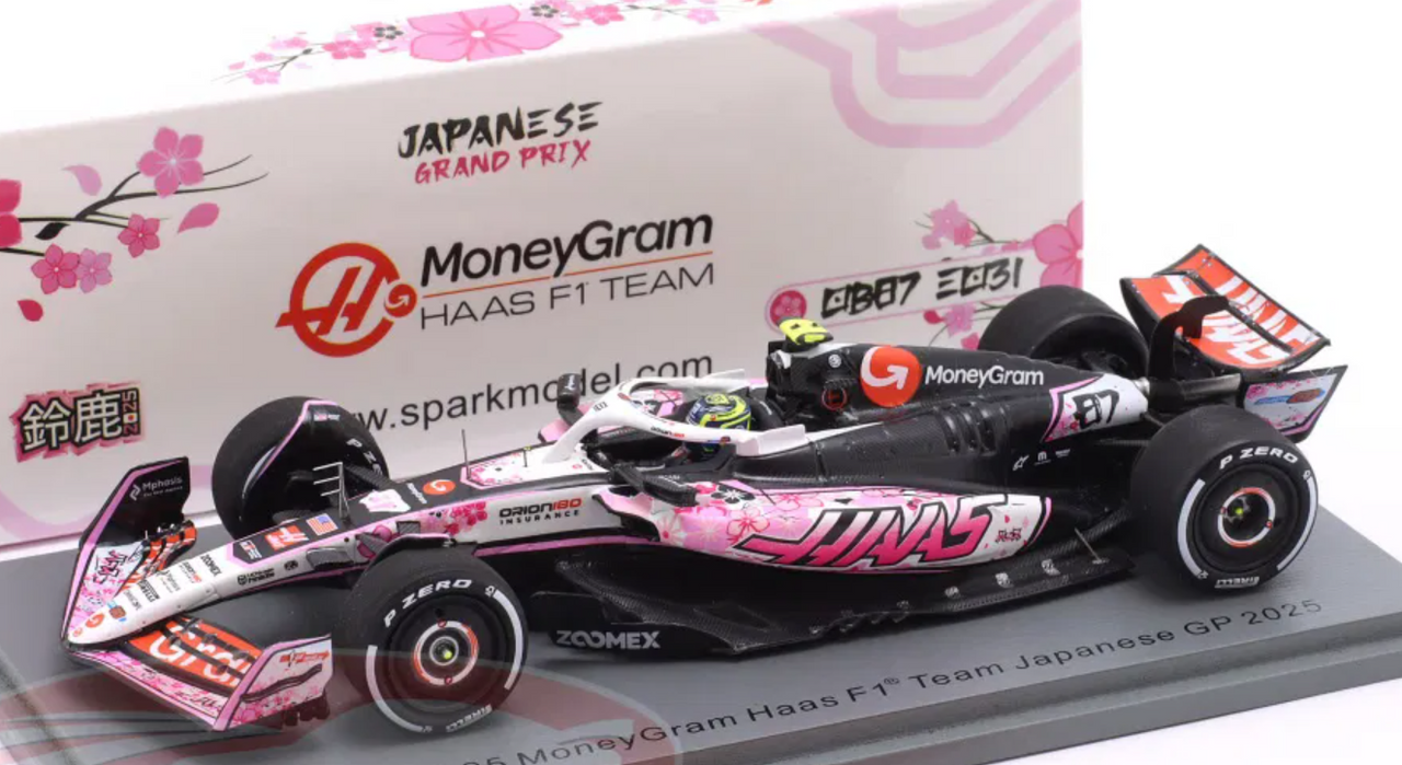 1/43 Spark Haas VF-25 No.87 MoneyGram Haas F1 Team Japanese GP 2025 Oliver Bearman Car Model