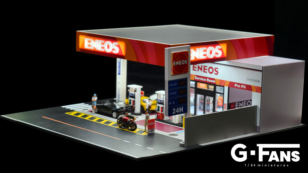 1/64 G-Fans ENEOS Gas Station Diorama with LED Lights (cars