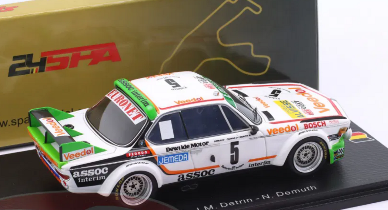 1/43 Spark BMW 3.0 CSL No.5 Winner 24H Spa 1976 "Chavan" - J.M. Detrin - N. Demuth Car Model