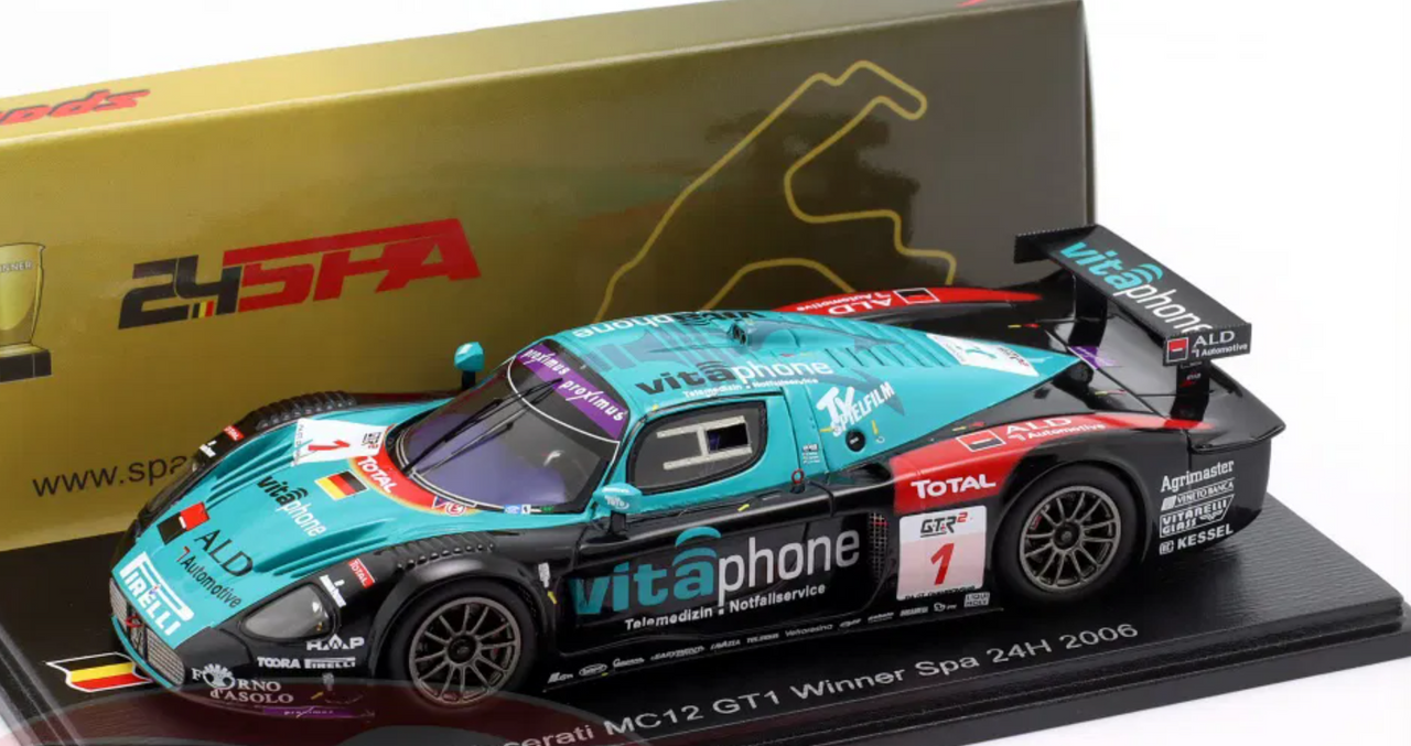 1/43 Spark Maserati MC12 GT1 NO.1 Winner 24H Spa 2006  A. Bertolini - E. van de Poele - M. Bartels Car Model