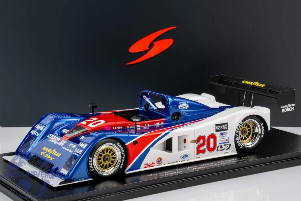 1/18 Spark Riley & Scott - Ford MK III No.20 Winner 24H Daytona 1999  B. Leitzinger - A. Wallace - E. Forbes-Robinson Car Model