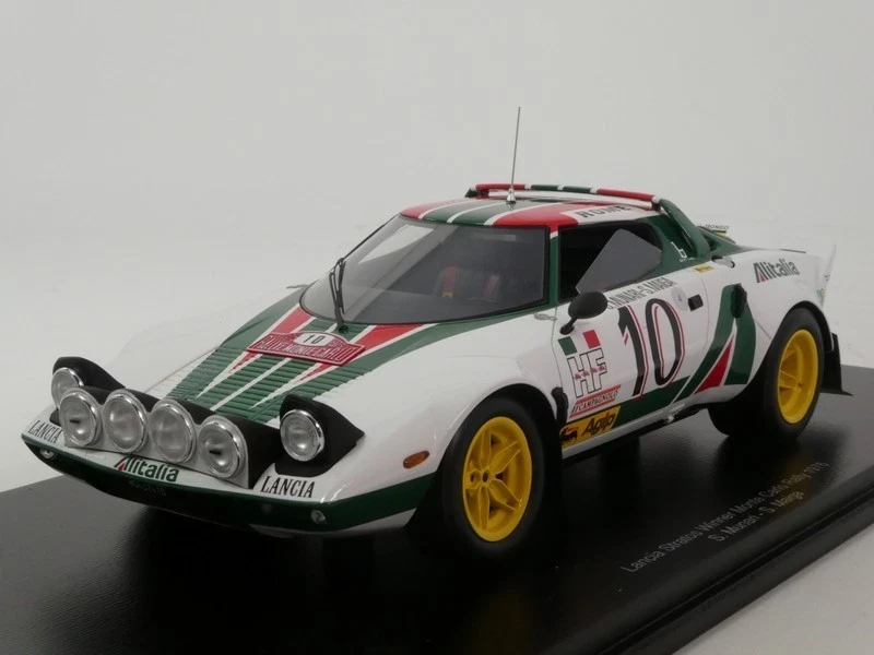 1/18 Spark Lancia Stratos No.10 Winner Monte Carlo Rally 1976 S. Munari - S. Maiga Car Model