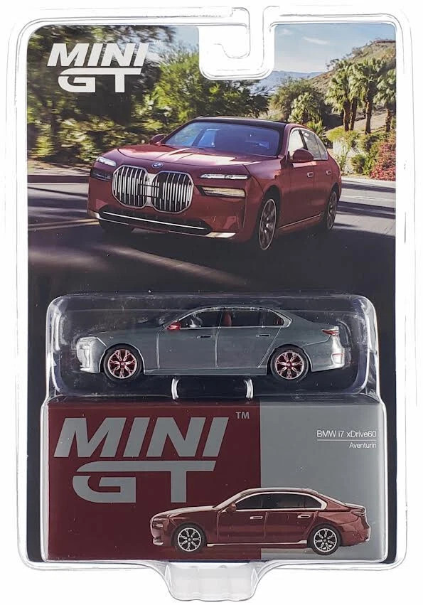 CHASE CAR 1/64 Mini GT BMW i7 xDrive60 (Chrome Silver with Red