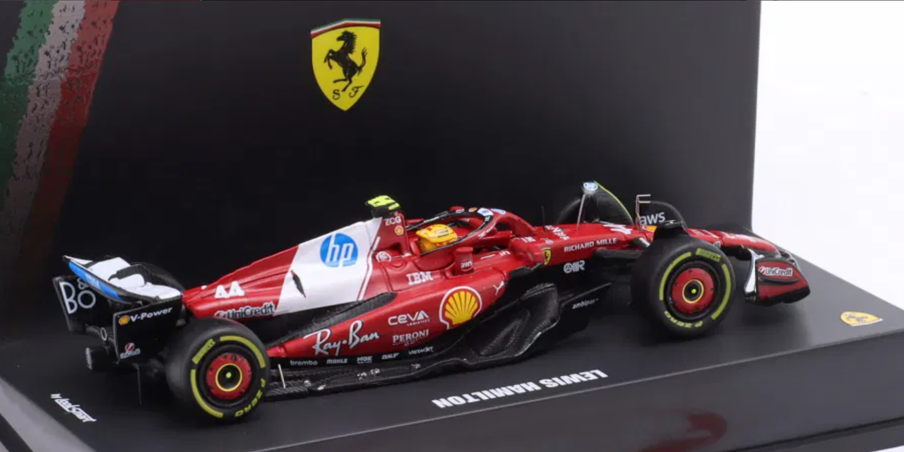 1/64 Looksmart 2025 Formula 1 Lewis Hamilton Ferrari SF-25 #44 China GP Sprint Winner Car Model