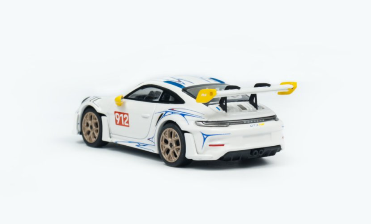 1/64 Minichamps 2024 Porsche 911 (992) GT3 RS (White with Yellow Accents) Diecast Car Model