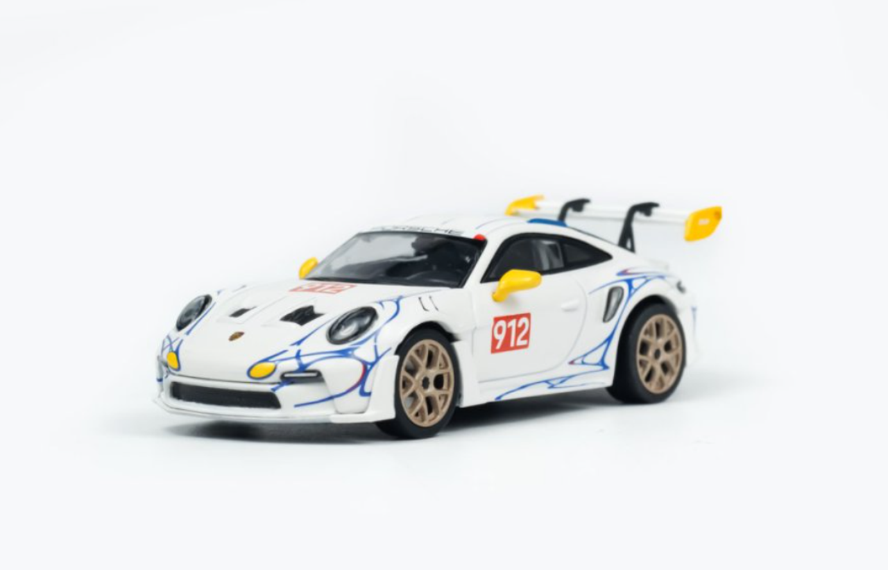 1/64 Minichamps 2024 Porsche 911 (992) GT3 RS (White with Yellow Accents) Diecast Car Model