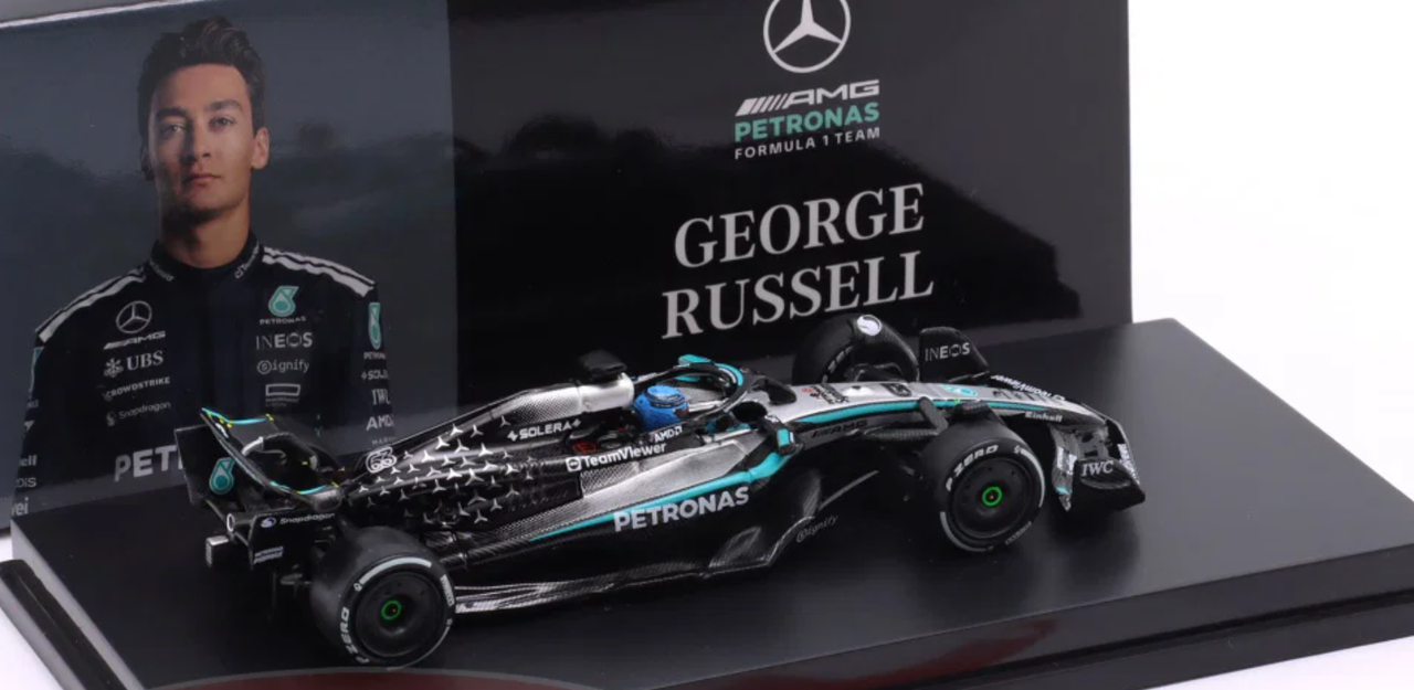 1/64 Minichamps Mercedes-AMG Petronas F1 W16 E Performance #63 George Russell Winner Canada GP Diecast Car Model